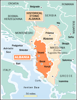La "grande Albanie" dont rêvent les activistes - carte utilisée sur le site web de la FUNA.