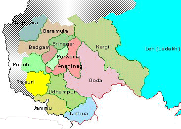 Les districts du Cachemire.
